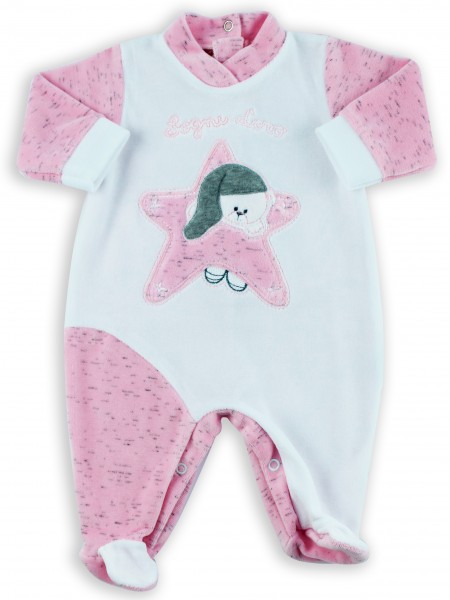 baby footie chenille baby bear sweet dreams. Colour pink, size 00 Pink Size 00