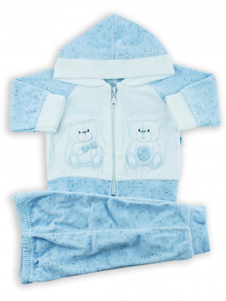 Picture cute friends hooded jumpsuit. Colour light blue, size 6-9 months Light blue Size 6-9 months