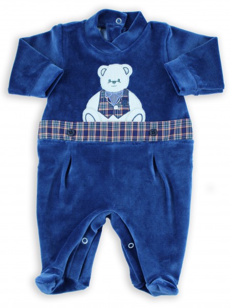 baby footie chenille baby bear tuxedo. Colour blue, size 1-3 months Blue Size 1-3 months