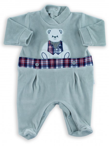 baby footie chenille baby bear tuxedo. Colour grey, size 1-3 months Grey Size 1-3 months