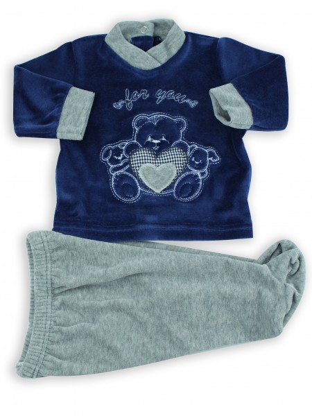 baby footie outfit in chenille for you. Colour blue, size 00 Blue Size 00