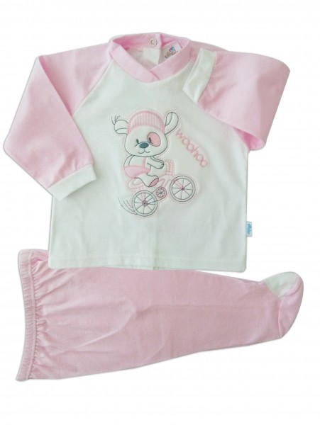 woohoo cotton baby footie outfit. Colour pink, size 1-3 months Pink Size 1-3 months