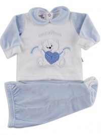 Picture baby footie outfit chenille pamper me. Colour light blue, size 3-6 months