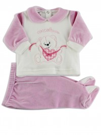 Picture baby footie outfit chenille pamper me. Colour pink, size 3-6 months