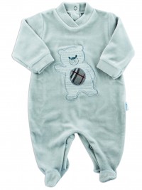 Picture baby footie chenille baby bear hello. Colour grey, size 3-6 months