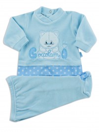 Picture baby footie chenille kitten cuddles me. Colour light blue, size 6-9 months