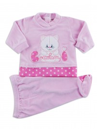 Picture baby footie chenille kitten cuddles me. Colour pink, size 0-1 month