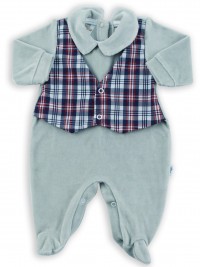 Image baby footie chenille vest Scottish fabric. Colour grey, size 3-6 months