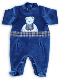 baby footie chenille baby bear tuxedo. Colour blue, size 1-3 months