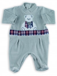 baby footie chenille baby bear tuxedo. Colour grey, size 1-3 months