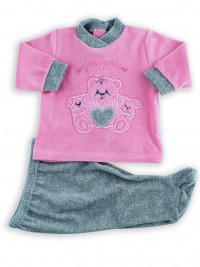 Picture baby footie outfit in chenille for you. Colour coral pink, size 0-1 month