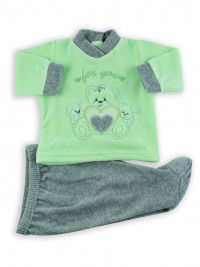 Picture baby footie outfit in chenille for you. Colour pistacchio green, size 0-1 month