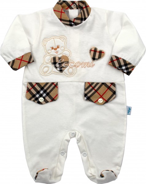 Image cotton baby footie jersey baby bear here I am. Colour creamy white, size 0-1 month Creamy white Size 0-1 month