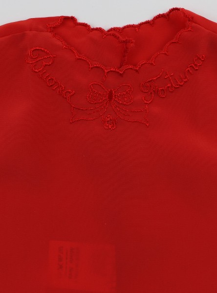 Newborn baby silk blouse good luck picture. Colour red, one size Red One size