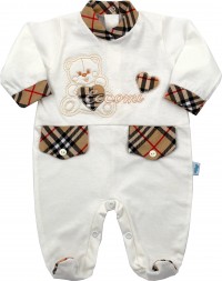 Image cotton baby footie jersey baby bear here I am. Colour creamy white, size 0-1 month
