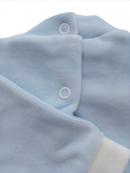 Picture baby footie in chenille my friend. Colour light blue, size 0-1 month 3