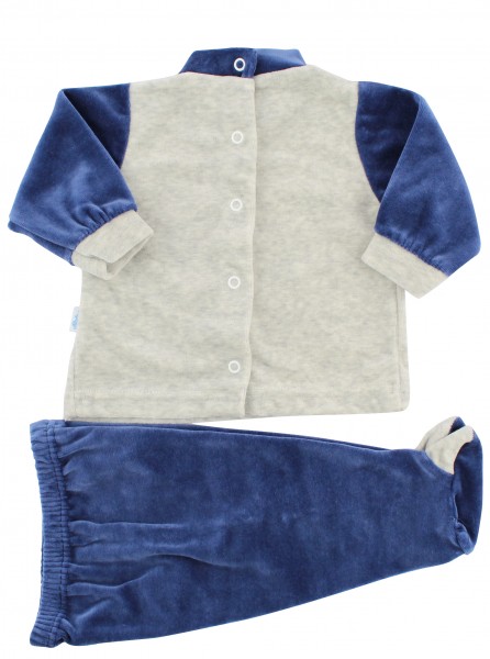 Baby footie clinical outfit in baby chenille.. Colour blue, size 1-3 months 3