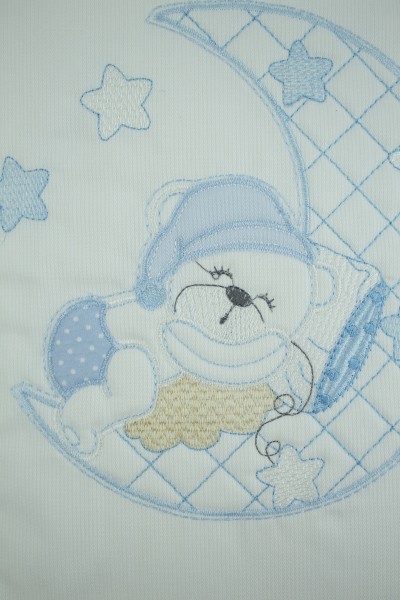 baby bear and moon cradle or pram cover. Colour light blue, one size 2