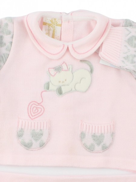 baby outfit mixed wool kitten with ball. Colour pink, size 1-3 months 2