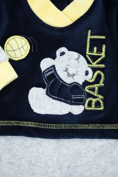 baby footie chenille baby bear playing basketball. Colour blue, size 1-3 months 2