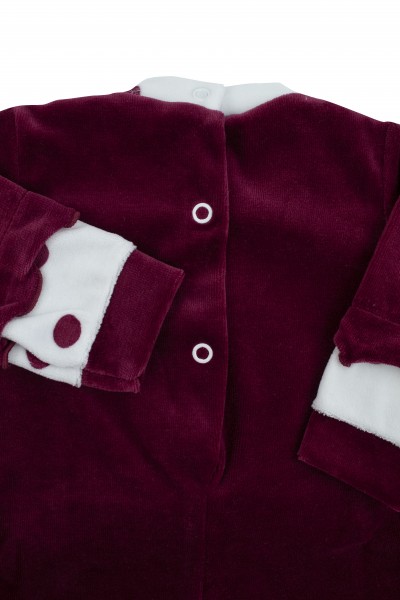 baby footie chenille teddy bear butterfly polka dots. Colour black cherry, size 1-3 months 3