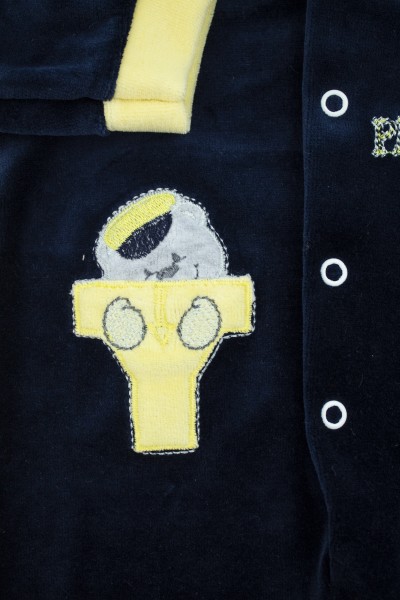 Footless baby footie with little buttons with pressure on the front. Colour blue, size 1-3 months 2