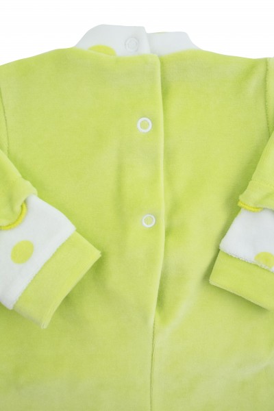 baby footie chenille teddy bear butterfly polka dots. Colour pistacchio green, size 00 3