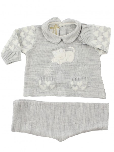 baby outfit mixed wool kitten with ball. Colour grey, size 0-1 month Grey Size 0-1 month