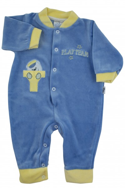 Baby footie without feet with little buttons with pressure on the front. Colour light blue, size first days Light blue Size first days