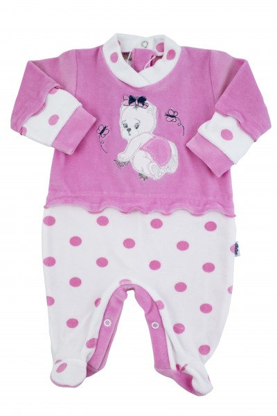 baby footie chenille teddy bear butterfly polka dots. Colour fuchsia, size 00 Fuchsia Size 00