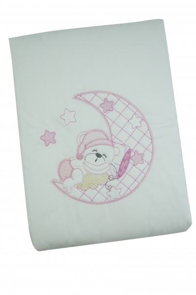 baby bear and moon cradle or pram cover. Colour pink, one size Pink One size