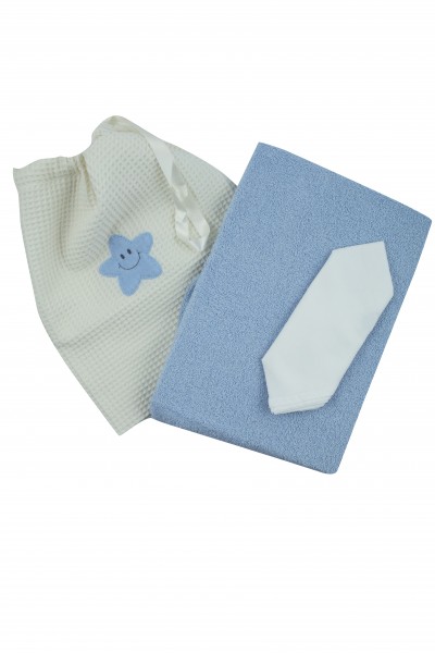 coordinated baby bath 3 pcs. in cotton. Colour light blue, one size Light blue One size