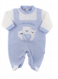 cotton baby footie interlock my babies. Colour light blue, size 3-6 months