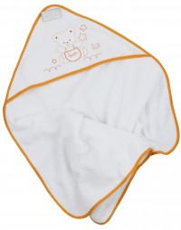 cotton layette baby bear dungaree bath set. Colour orange, one size