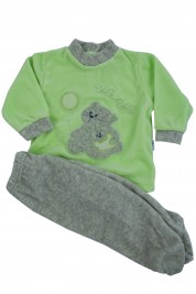 baby footie outfit chenille flies balloon. Colour pistacchio green, size 3-6 months