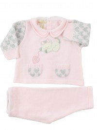 baby outfit mixed wool kitten with ball. Colour pink, size 0-1 month