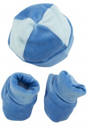 newborn hat, newborn chenille lined shoes. Colour light blue, one size