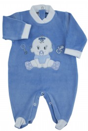 baby footie chenille baby rattle and pacifier. Colour light blue, size 0-1 month