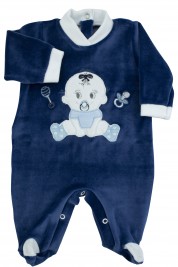 baby footie chenille baby rattle and pacifier. Colour blue, size 1-3 months