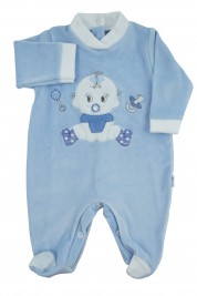 baby footie chenille baby rattle and pacifier. Colour light blue, size 1-3 months