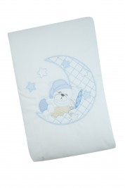 cover cradle or pram baby bear and moon. Colour light blue, one size