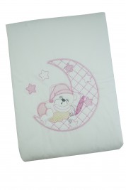 baby bear and moon cradle or pram cover. Colour pink, one size