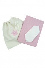 coordinated newborn bath 3 pcs. in cotton. Colour pink, one size