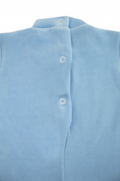 baby footie one-color newborn baby row on shoulders. Colour light blue, size 0-1 month 2