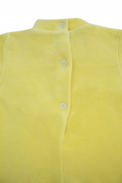 baby footie monochrome chenille with central stripe. Colour yellow, size 0-1 month 2