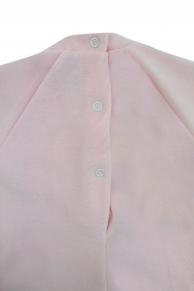 baby footie one-color newborn baby row on shoulders. Colour pink, size 0-1 month 2