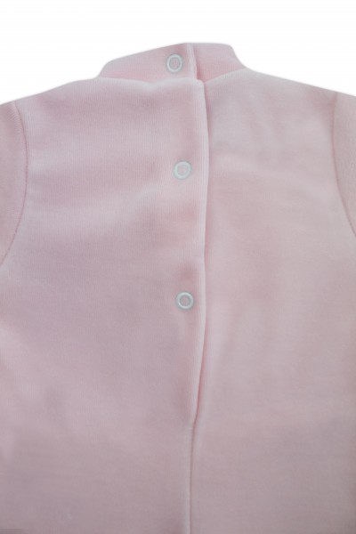 baby footie monochrome chenille with central stripe. Colour pink, size 0-1 month 2