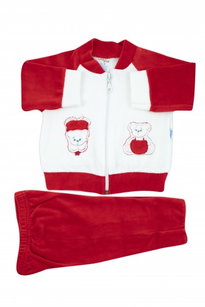 Baby outfit chenille jumpsuit with zip up and down. Colour red, size 1-3 months Red Size 1-3 months