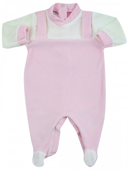 baby footie baby dungarees in one colour. Colour pink, size 0-1 month Pink Size 0-1 month