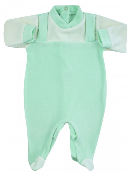 baby footie baby dungarees in one colour. Colour green, size 0-1 month Green Size 0-1 month